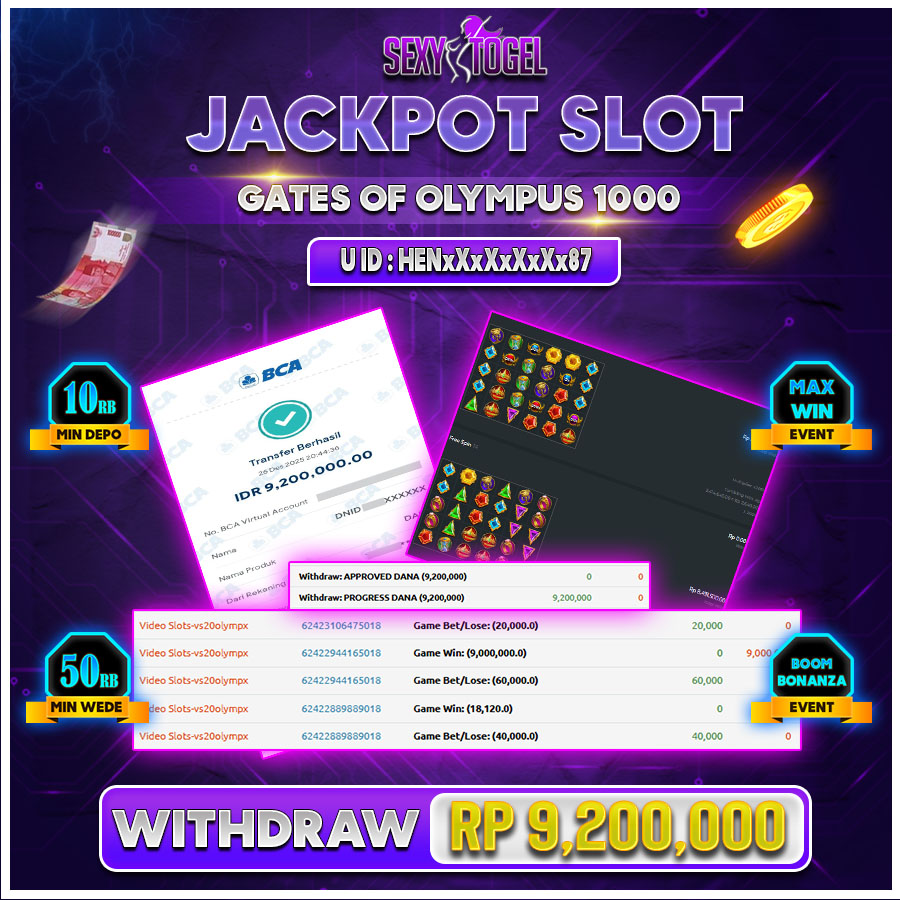 SEXYTOGEL JACKPOT SLOT GATES OF OLYMPUS 1000.Rp.9.200.000.,-LUNAS